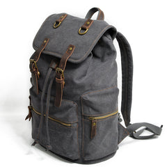 Cool Canvas Leather Mens Womens College 14'' Green Backpack Travel Backpack Computer Backpack for Men