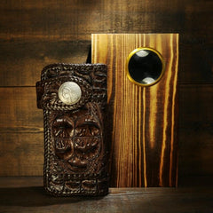 Handmade Leather Crocodile skin Biker Wallet Mens Cool Chain Wallet Trucker Wallet with Chain