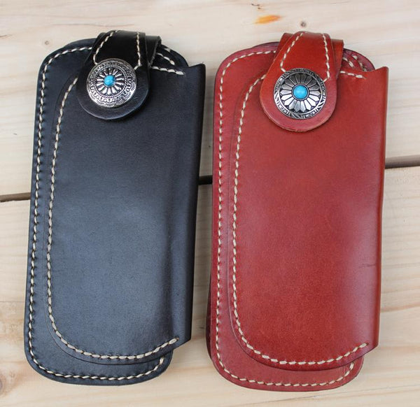 Handmade Biker Leather Chain Wallet Cool Bifold Long biker Wallet for Men WPSJ01951024