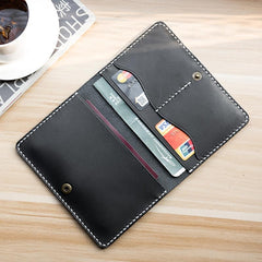 Handmade Leather Mens Travel Wallet Passport Leather Wallet billfold Slim Wallets for Men