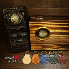 Handmade Leather Crocodile skin Biker Wallet Mens Cool Chain Wallet Trucker Wallet with Chain