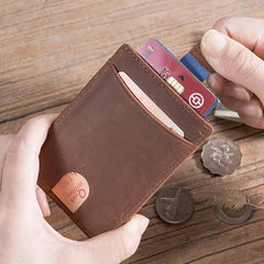 Handmade Leather Mens Cool billfold Wallet Card Holder Small Card Slim Wallets for Men