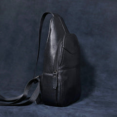 Genuine Leather Mens Cool Chest Bag Sling Bag Crossbody Bag Travel Bag Hiking Bag for men