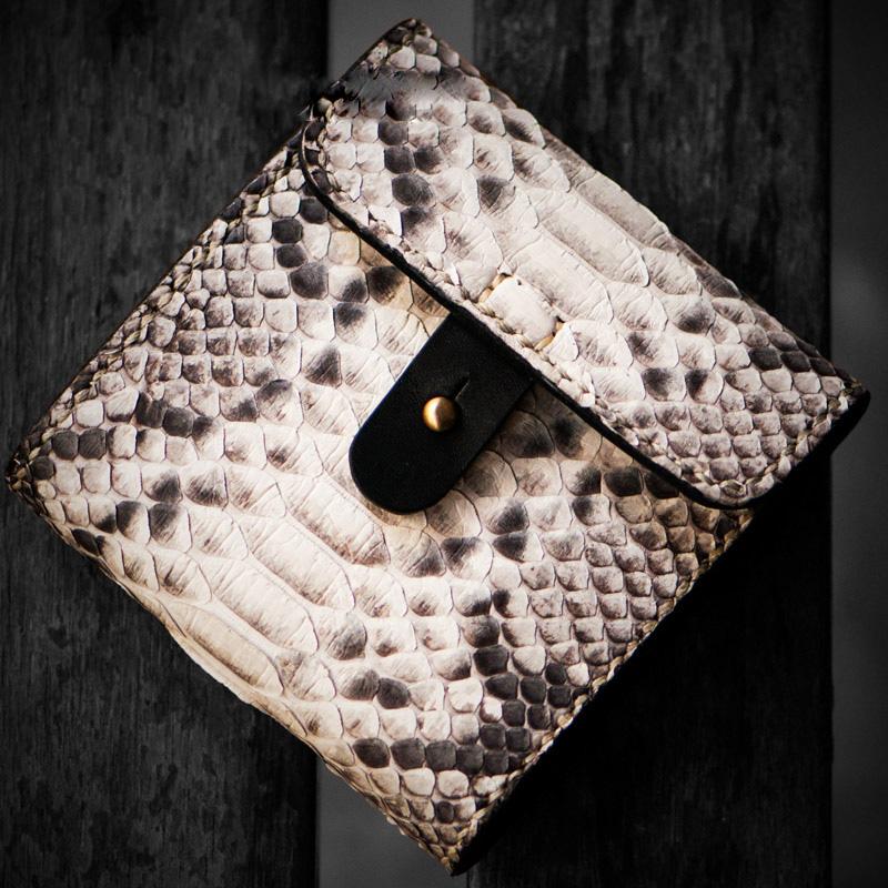 Handmade Leather Boa Skin Tooled Mens billfold Wallet Cool Small Wallet for Men