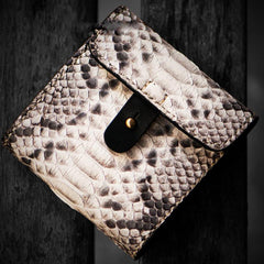 Handmade Leather Boa Skin Tooled Mens billfold Wallet Cool Small Wallet for Men