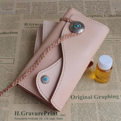 Handmade Leather Mens Clutch Long Wallets Cool Vintage Long Wallet for Women