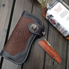 Handmade biker trucker wallet leather chain men boa skin coffee black wallet - EverHandmade