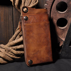 wallet chains men's Brown Leather Biker Wallet Leather Chain Wallet Men Brown Long Biker Chain Wallet