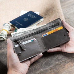 Cool Leather Mens Slim Small Wallet Men billfold Bifold Wallets for Men