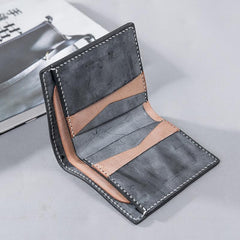 Cool Leather Mens billfold Leather Wallets Men Small Bifold Wallets for Men