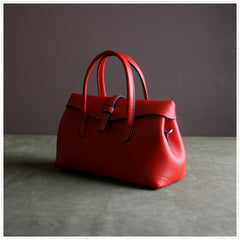 Womens Red Work Leather Handbag Purse Leather Red Work Shoulder Bag Handbag Purse for Ladies