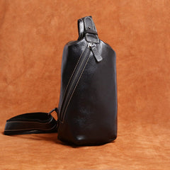 Genuine Leather Mens Cool Chest Bag Sling Bag Crossbody Sling Bag One Shoulder Backpack for men