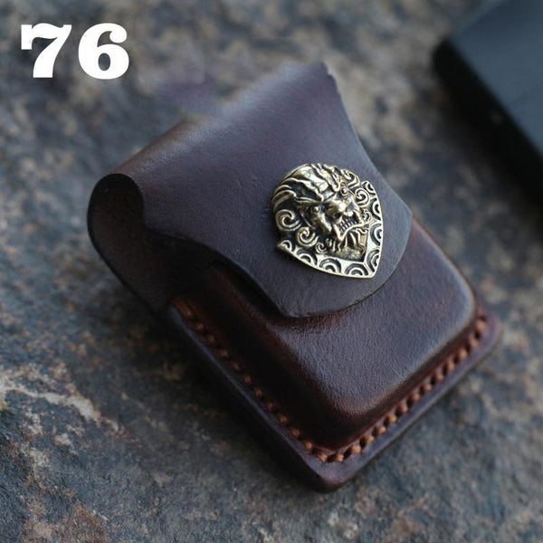 Handmade Cool Mens Leather Zippo Lighter Cases with Loop Zippo lighter Holder with clips