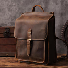 Vintage Brown Leather Mens Backpack Satchel Backpack School Backpack for men