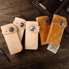 Cool Handmade Leather Biker Chain Wallet Mens Chain Long Wallet with Chain