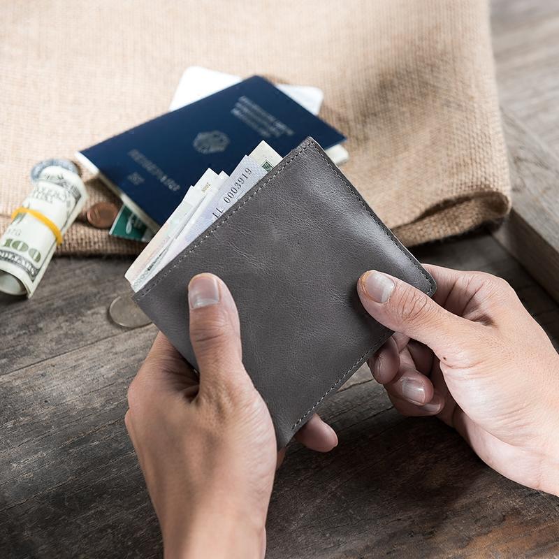 Cool Leather Mens Slim Small Wallet Men billfold Bifold Wallets for Men