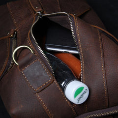 Handmade Genuine Leather Coffee Mens Cool Sling Pack Bag Crossbody Bag Chest Bag for men