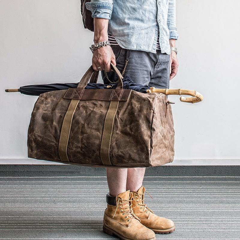 Canvas Mens Weekender Bag Travel Bag Duffle Bags Overnight Bag Holdall Bag for men