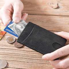 Handmade Leather Mens Cool billfold Wallet Card Holder Small Card Slim Wallets for Men
