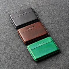 Handmade Black Leather Slim Mens 10pcs Cigarette Holder Case Cool Custom Cigarette Case for Men