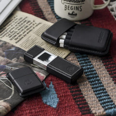 Cool Mens Leather Portable Ashtray Travel Ashtray Pocket Ashtray Lighter for Men