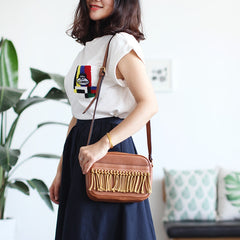 Cute Leather Womens Small Tassels Crossbody Bag Purse Cute Shoulder Bag for Women