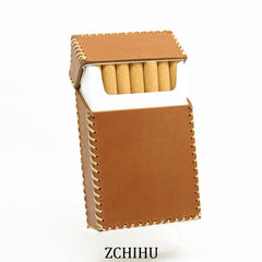 Handmade Cool Leather Mens Cigarette Holder Case Brown Cigarette Holder for Men