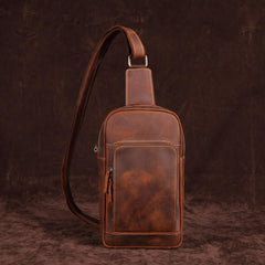 Casual Leather One Shoulder Backpack Chest Bag Sling Bag Sling Crossbody Bag For Men