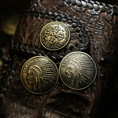 Handmade Leather Crocodile skin Biker Wallet Mens Cool Chain Wallet Trucker Wallet with Chain