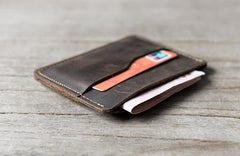 Handmade Leather Mens Cool billfold Wallet Card Holder Small Card Slim Wallets for Men