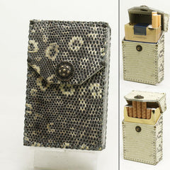 Handmade Cool Lizard Leather Mens Black Cigarette Holder Case Cigarette Holder for Men