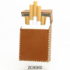 Handmade Cool Leather Mens Cigarette Holder Case Brown Cigarette Holder for Men