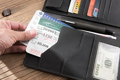Cool Leather Mens Travel Long Wallet Passport Leather Wallet Long Wallet for Men