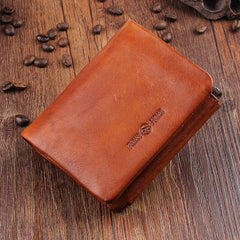 Handmade Mens Cool billfold Leather Wallet Men Small Wallets Trifold for Men