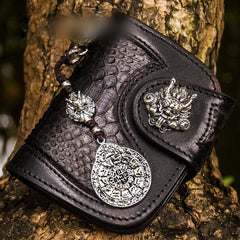 snake print wallet​ Handmade Leather Wallet Biker Wallet Snake Skin Wallet Cool Wallets for Men Biker Chain Wallet