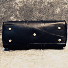 Cool Leather Mens Black Weekender Bag Travel Bag Duffle Bag for men