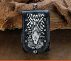 Cool Leather Mens Snake Biker Belt Pouch Waist Bag Drop Leg Bag for Men
