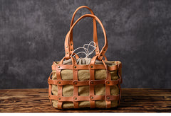 Leather Canvas Women Bucket Bag Shopper Bag Shoulder Bag For Women