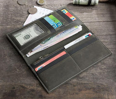 Handmade Leather Mens Clutch Wallet Cool Leather Wallet Long Phone Wallets for Men