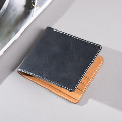 Handmade Cool Leather Mens billfold Leather Wallet Men Small Wallets Bifold for Men