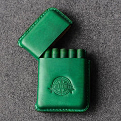 Handmade Brown Leather Mens 10pcs Cigarette Holder Case Cool Custom Cigarette Case for Men