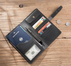 Cool Leather Mens Travel Long Wallet Passport Leather Wallet Long Wallet for Men