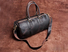 Genuine Leather Mens Bucket Bag Cool Weekender Bag Travel Bag Duffle Bags Overnight Bag Holdall Bag for men