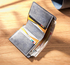 Cool Leather Mens billfold Leather Wallets Men Small Bifold Wallets for Men