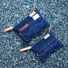 Unique Blue Jean Mens Clutch Bag Cool Wristlet Wallet Zipper Clutch Wallet For Men