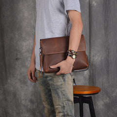 Genuine Leather messenger bag clutch leather men phone pad zip clutch vintage wallet for men - EverHandmade