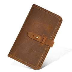 Cool Leather Mens Travel Long Wallet Passport Leather Wallet Long Wallet for Men