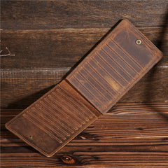 Handmade Genuine Leather Mens Wallet Cool Long Multi Card Wallet for Men