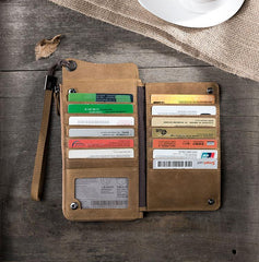 Handmade Leather Mens Cool Long Chain Wallet Phone Biker Trucker Wristlet Wallet