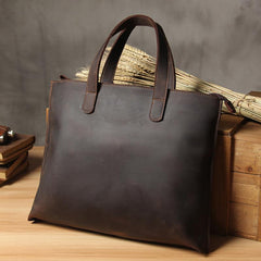 Vintage Leather Mens Coffee Black Handbag Shoulder Bag Briefcase for Men
